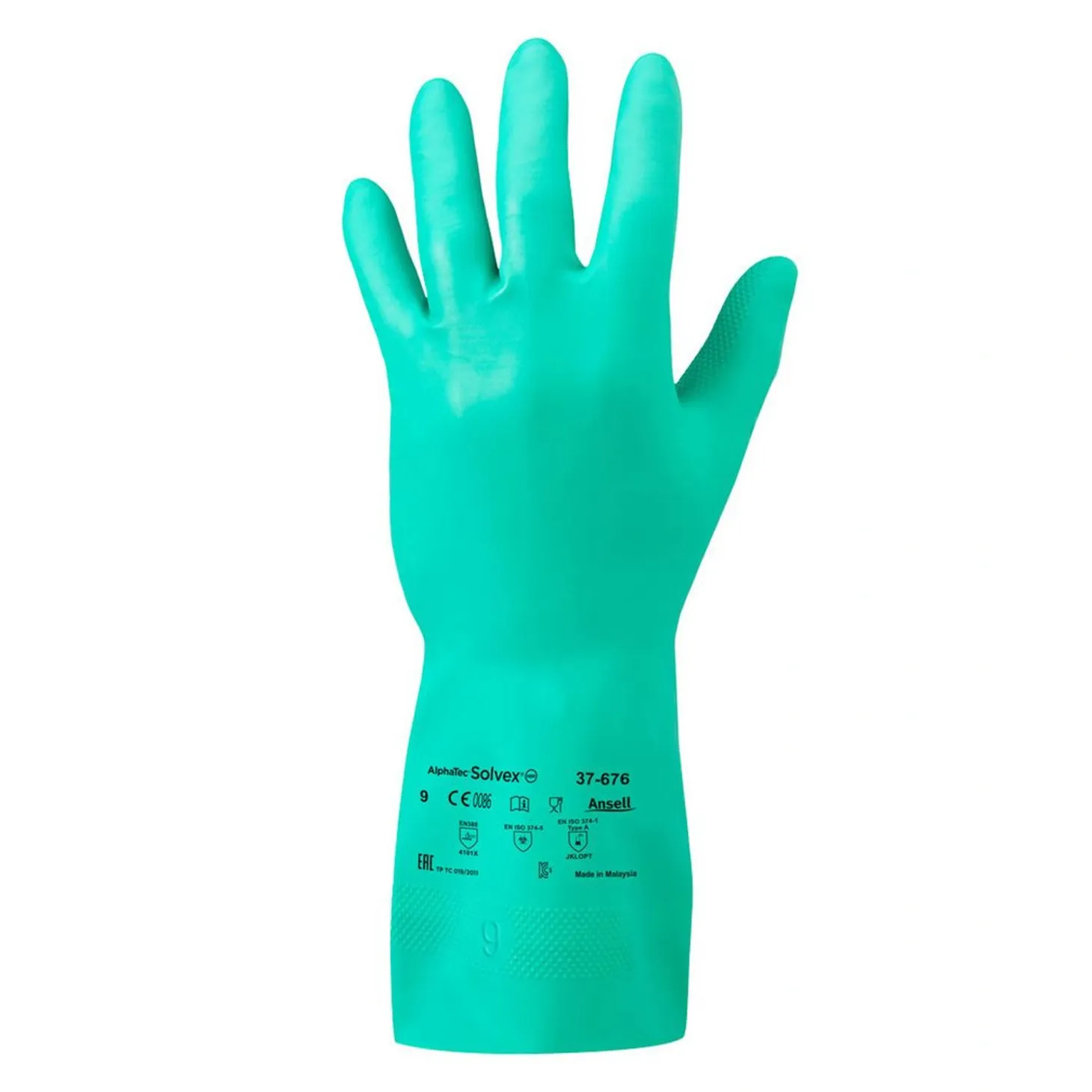 Ansell AlphaTec 37-676 Chemikalienschutzhandschuhe mit Nitril-Beschichtung grün, VE 12 Paar