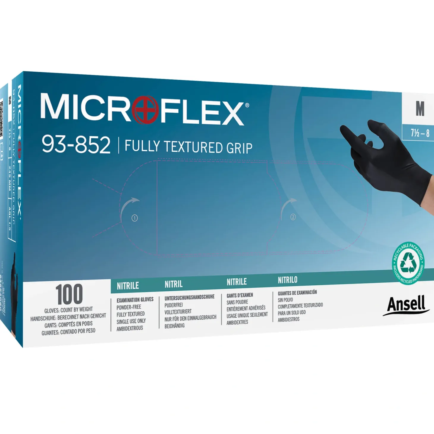 Ansell Microflex 93-852 Nitrilhandschuhe schwarz puderfrei, VE 1000 Stück