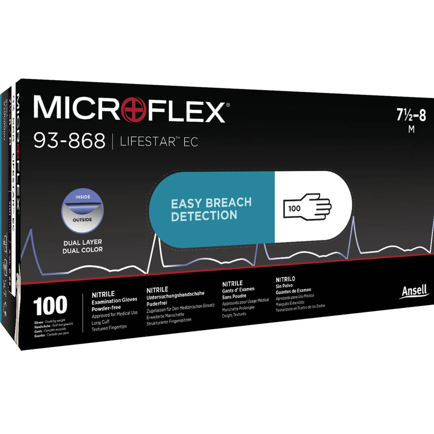 Ansell Microflex 93-868 Nitrilhandschuhe weiß/blau puderfrei, VE 1000 Stück