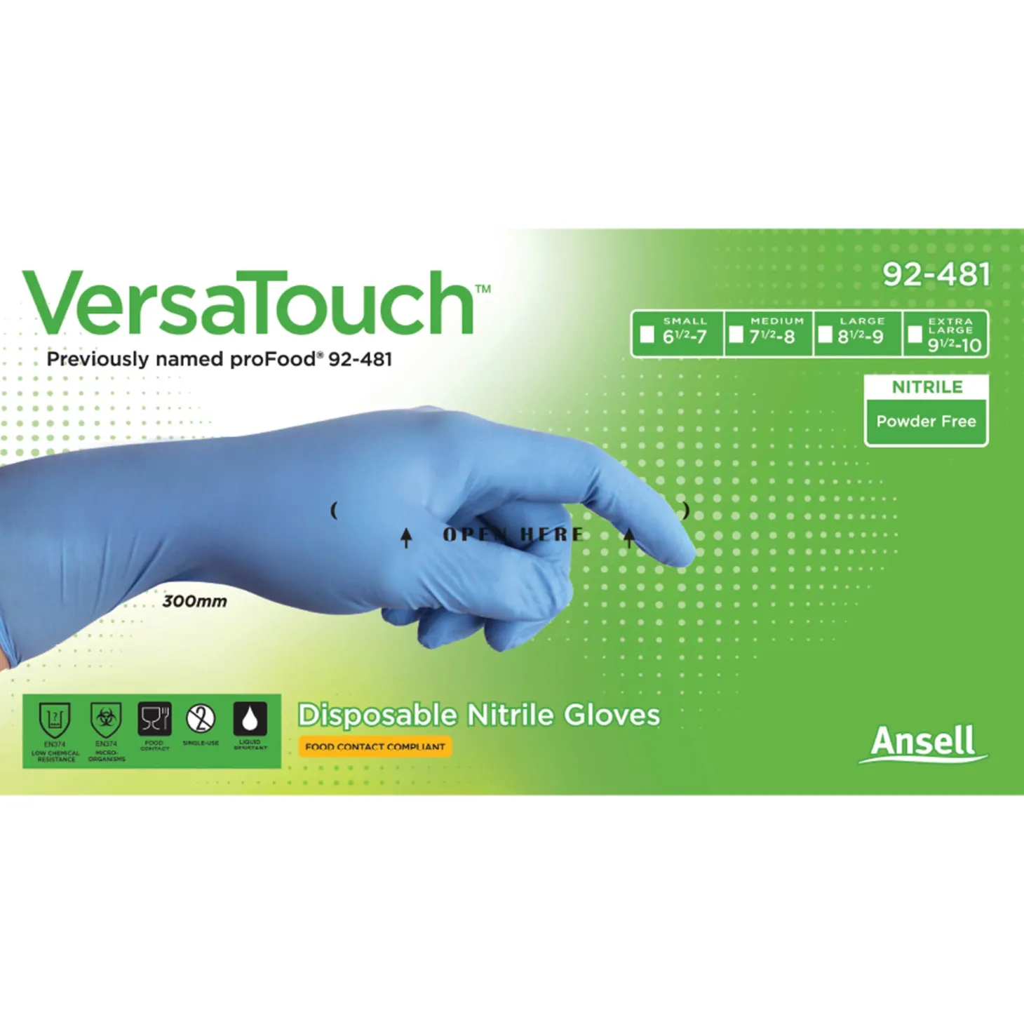 Ansell VersaTouch 92-481 Nitrilhandschuhe hellblau puderfrei, VE 1000 Stück