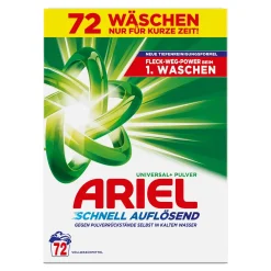 Ariel Universal+ Vollwaschmittel Pulver, 72 Wl