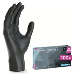 ARNOMED CLASSIC LATEX BLACK Latexhandschuhe schwarz puderfrei, VE 100 Stück