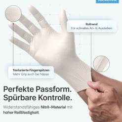 ARNOMED CLASSIC NITRIL WHITE Nitrilhandschuhe weiß puderfrei, VE 100 Stück