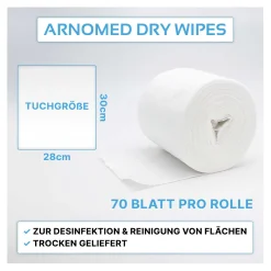 ARNOMED DRY WIPES Trockene Vliestücher, 28 x 30 cm