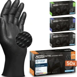ARNOMED PROGRIP NITRIL DIAMOND BLACK Nitrilhandschuhe schwarz puderfrei, VE 50 Stück