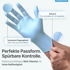 ARNOMED RAINBOW NITRIL ICE BLUE Nitrilhandschuhe hellblau puderfrei, VE 100 Stück