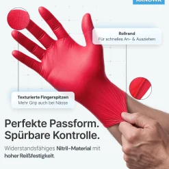 ARNOMED RAINBOW NITRIL LAVA RED Nitrilhandschuhe rot puderfrei, VE 100 Stück
