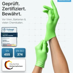 ARNOMED RAINBOW NITRIL LIME GREEN Nitrilhandschuhe grün puderfrei, VE 100 Stück