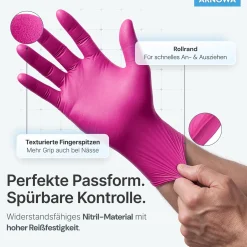 ARNOMED RAINBOW NITRIL MAGNOLIA PINK Nitrilhandschuhe pink puderfrei, VE 100 Stück