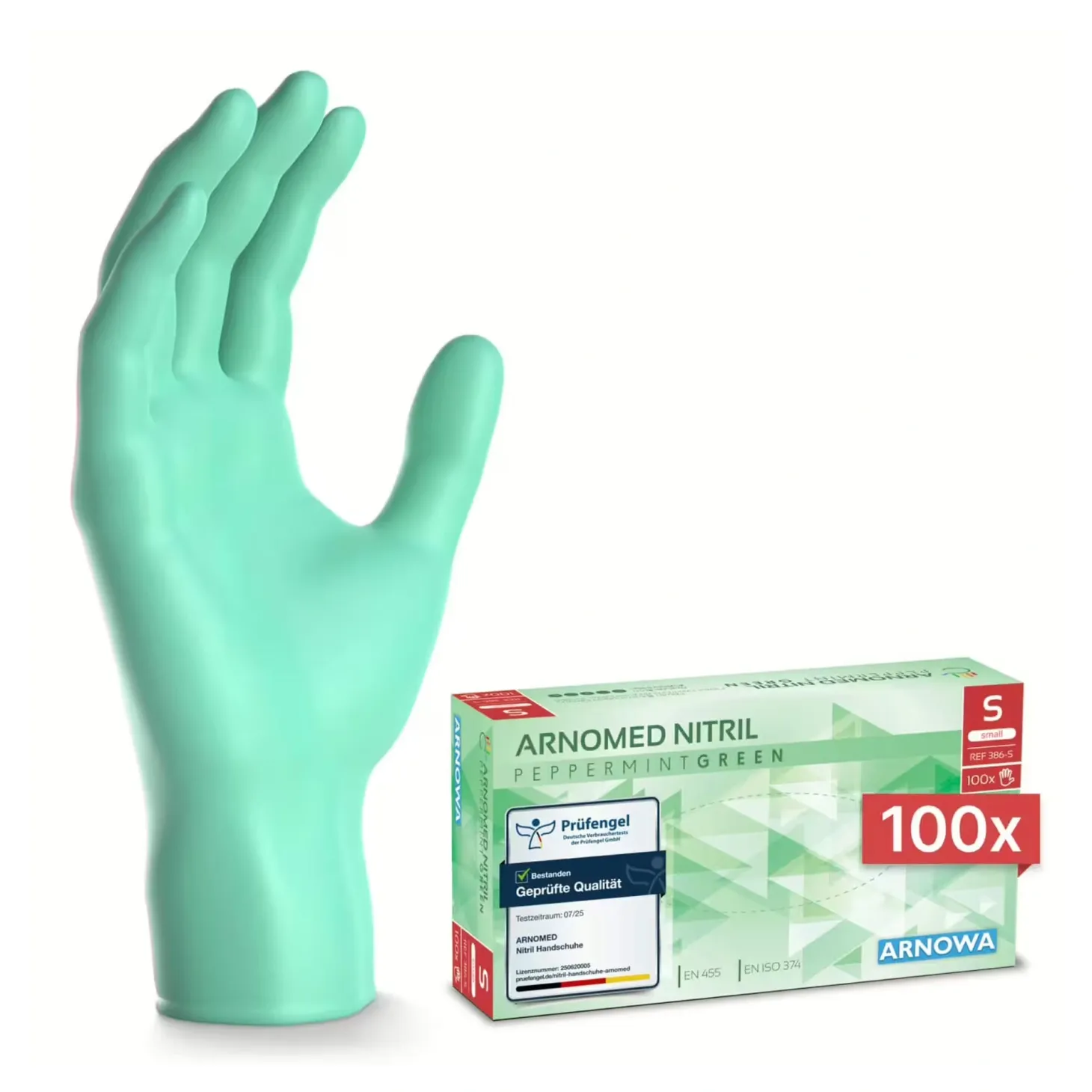 ARNOMED RAINBOW NITRIL PEPPERMIINT GREEN Nitrilhandschuhe mintgrün puderfrei, VE 100 Stück