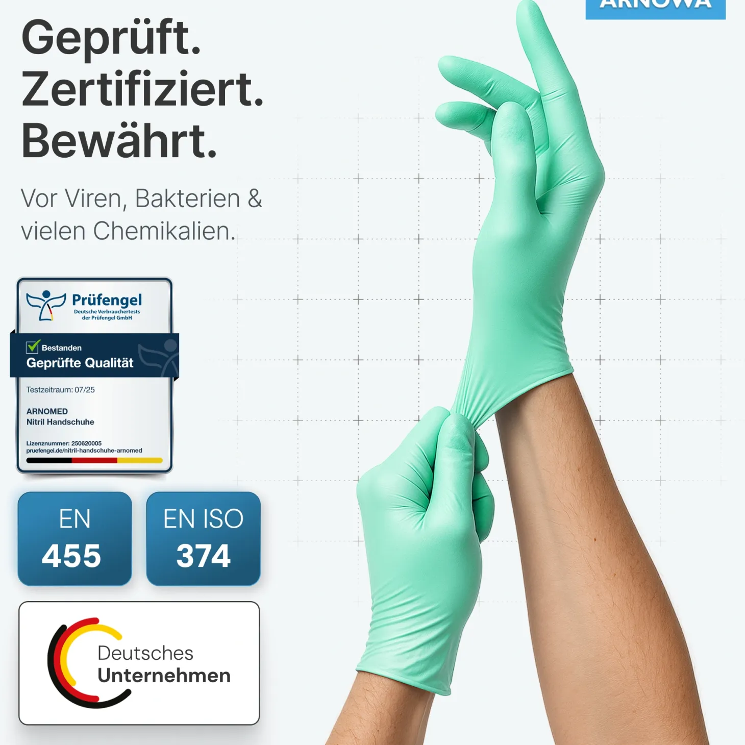 ARNOMED RAINBOW NITRIL PEPPERMIINT GREEN Nitrilhandschuhe mintgrün puderfrei, VE 100 Stück