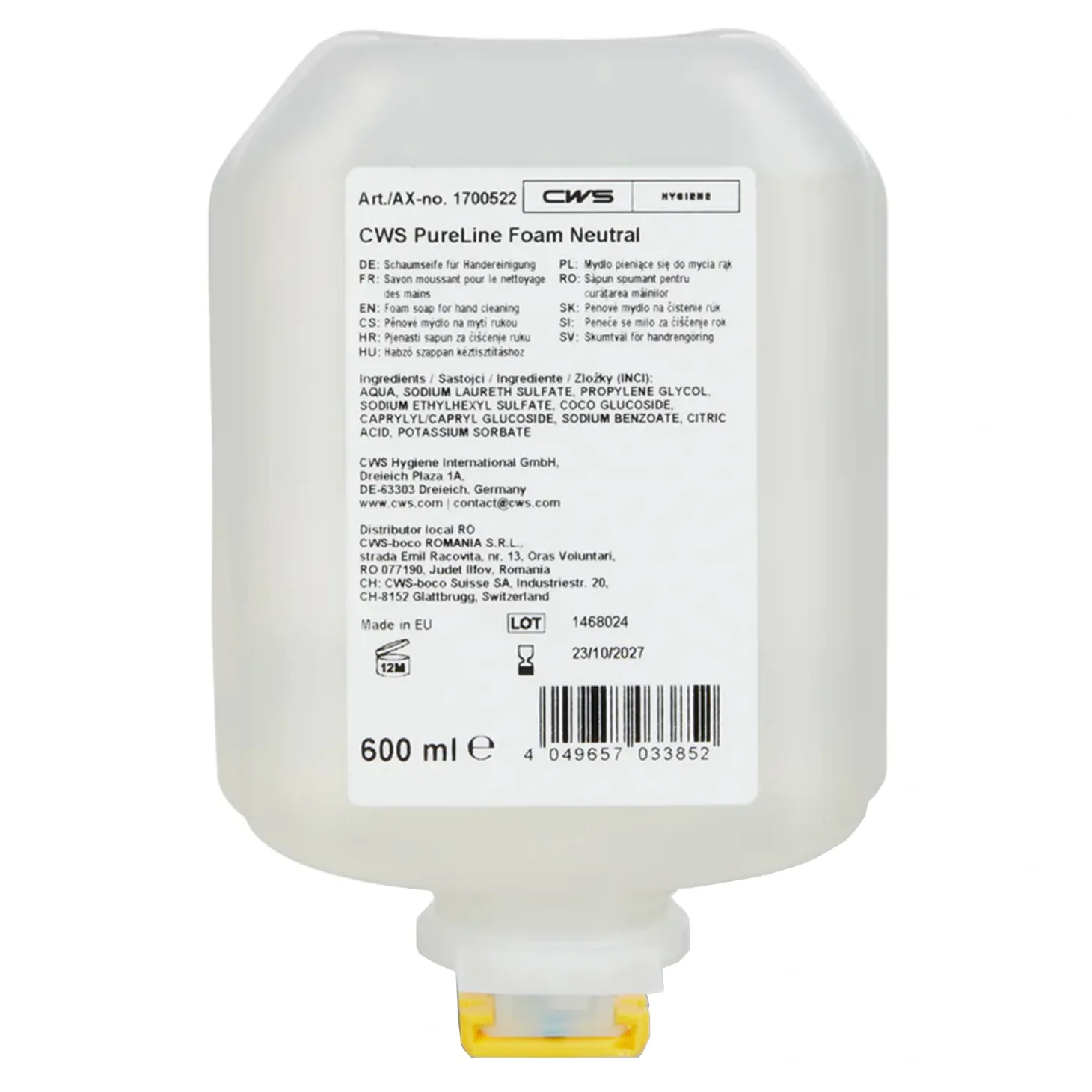 CWS PureLine Foam Neutral Schaumseife 8 x 600 ml