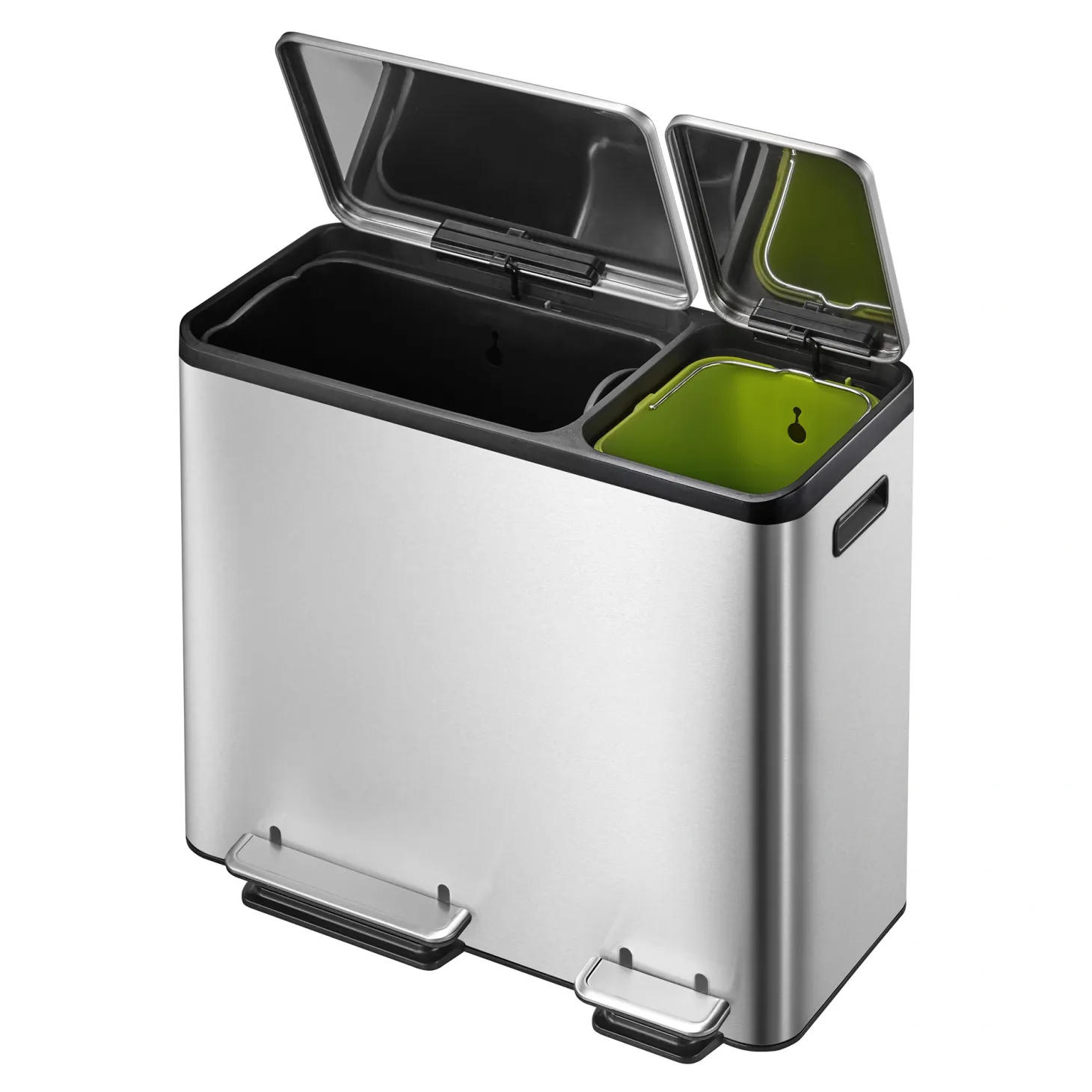 EKO EcoCasa Tretmülltrenner Edelstahl 1x30 und 1x15 Liter