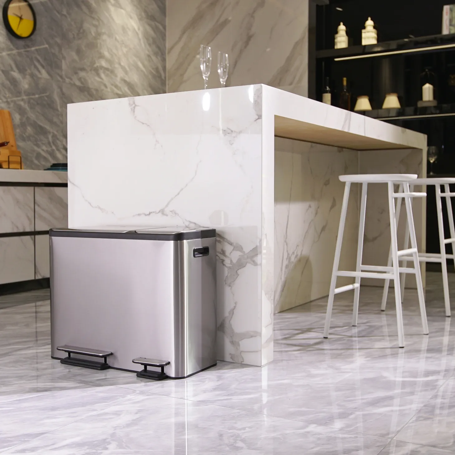 EKO EcoCasa Tretmülltrenner Edelstahl 1x30 und 1x15 Liter