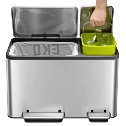 EKO EcoCasa Tretmülltrenner Edelstahl 1x30 und 1x15 Liter