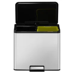 EKO Essential 2 Recycler Treteimer 2 x 15 Liter Klappdeckel Edelstahl mit Pedal