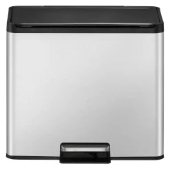 EKO Essential 2 Recycler Treteimer 2 x 15 Liter Klappdeckel Edelstahl mit Pedal