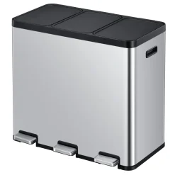 EKO Essential 1 Recycler Treteimer 3 x 20 Liter Klappdeckel Edelstahl mit Pedal