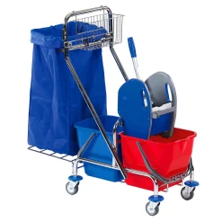 Floorstar SOLID DOFA 20 PLUS Doppelfahrwagen 2 x 17 Liter mit Deichsel und Korb