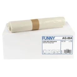 FUNNY LDPE-Regenerat Müllbeutel 90 Liter extra, weiß, 18 my