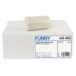 FUNNY LDPE-Regenerat Müllbeutel 30 Liter extra, weiß, 15 my