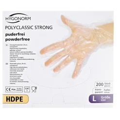 Hygonorm Polyclassic Strong Einmalhandschuhe aus HDPE transparent, VE 10000 Stück
