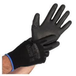 Hygostar Black Ace Touch Feinstrickhandschuhe mit Polyurethan-Beschichtung schwarz, VE 120 Paar