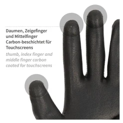 Hygostar Black Ace Touch Feinstrickhandschuhe mit Polyurethan-Beschichtung schwarz, VE 120 Paar