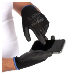 Hygostar Black Ace Touch Feinstrickhandschuhe mit Polyurethan-Beschichtung schwarz, VE 120 Paar