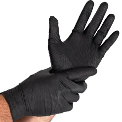 Hygostar Diamond Grip Nitrilhandschuhe schwarz puderfrei, VE 500 Stück