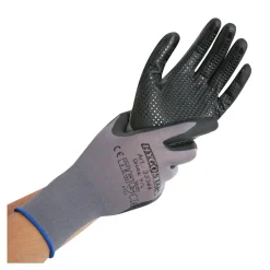 Hygostar Ergo Flex Dotty Feinstrickhandschuhe mit Nitrilschaum und PU-Beschichtung grau/schwarz, VE 120 Paar