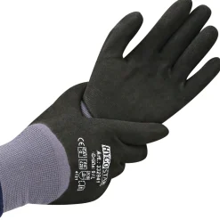 Hygostar Ergo Flex Feinstrickhandschuhe mit Nitrilschaum und PU-Beschichtung grau/schwarz, VE 120 Paar