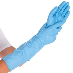 Hygostar Extra Safe Superlong 40 cm Nitrilhandschuhe blau puderfrei, VE 500 Stück