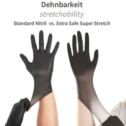 Hygostar Extra Safe Super Stretch Nitrilhandschuhe schwarz puderfrei, VE 1000 Stück