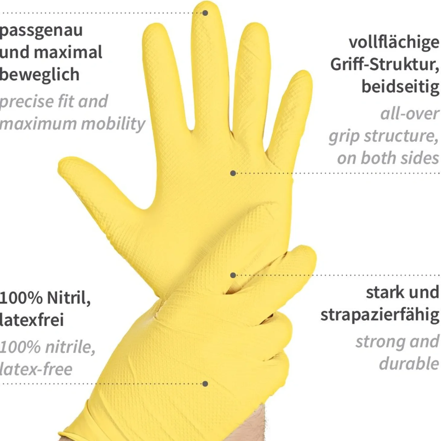 Hygostar Power Grip Nitrilhandschuhe gelb puderfrei, VE 500 Stück