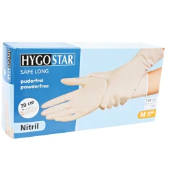 Hygostar Safe Long Nitrilhandschuhe weiß puderfrei, VE 1000 Stück