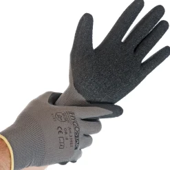 Hygostar Skill Feinstrickhandschuhe mit Latex-Beschichtung grau/schwarz, VE 120 Paar