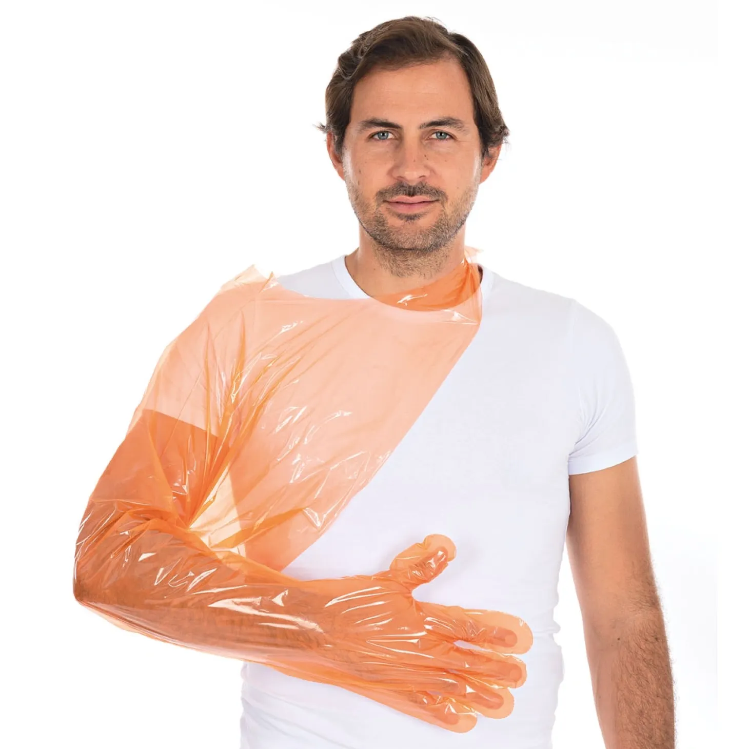 Hygostar Softline Extra Long LDPE-Handschuhe orange, VE 2000 Stück