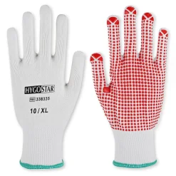 Hygostar Structa Strick Arbeitshandschuhe mit PVC-Beschichtung weiß/rot, VE 120/240 Paar