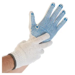 Hygostar Structa Strick Arbeitshandschuhe mit PVC-Beschichtung weiß/blau, VE 120 Paar