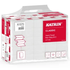 Katrin 61570 Classic Papierhandtücher Zellstoff Interfold Z-Falz 24 x 24 cm 2-lagig, weiß