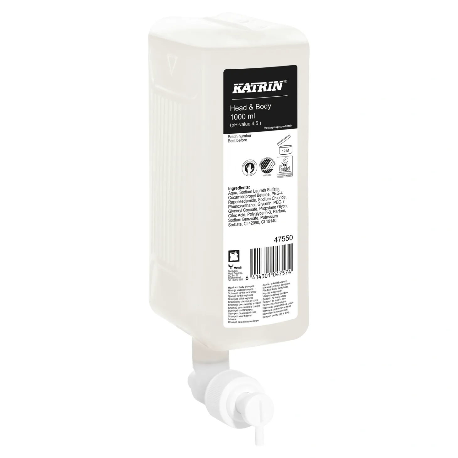 Katrin 47550 Head and Body Duschgel 6 x 1000 ml