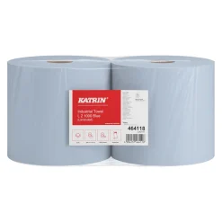 Katrin 464118 L Industrieputztuchrolle mit Zwischenverleimung blau, 2-lagig, 22 cm breit, 1000 Tücher