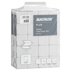 Katrin 56156 Plus Toilettenpapier 250 Einzelblatt 2-lagig (gefaltet)
