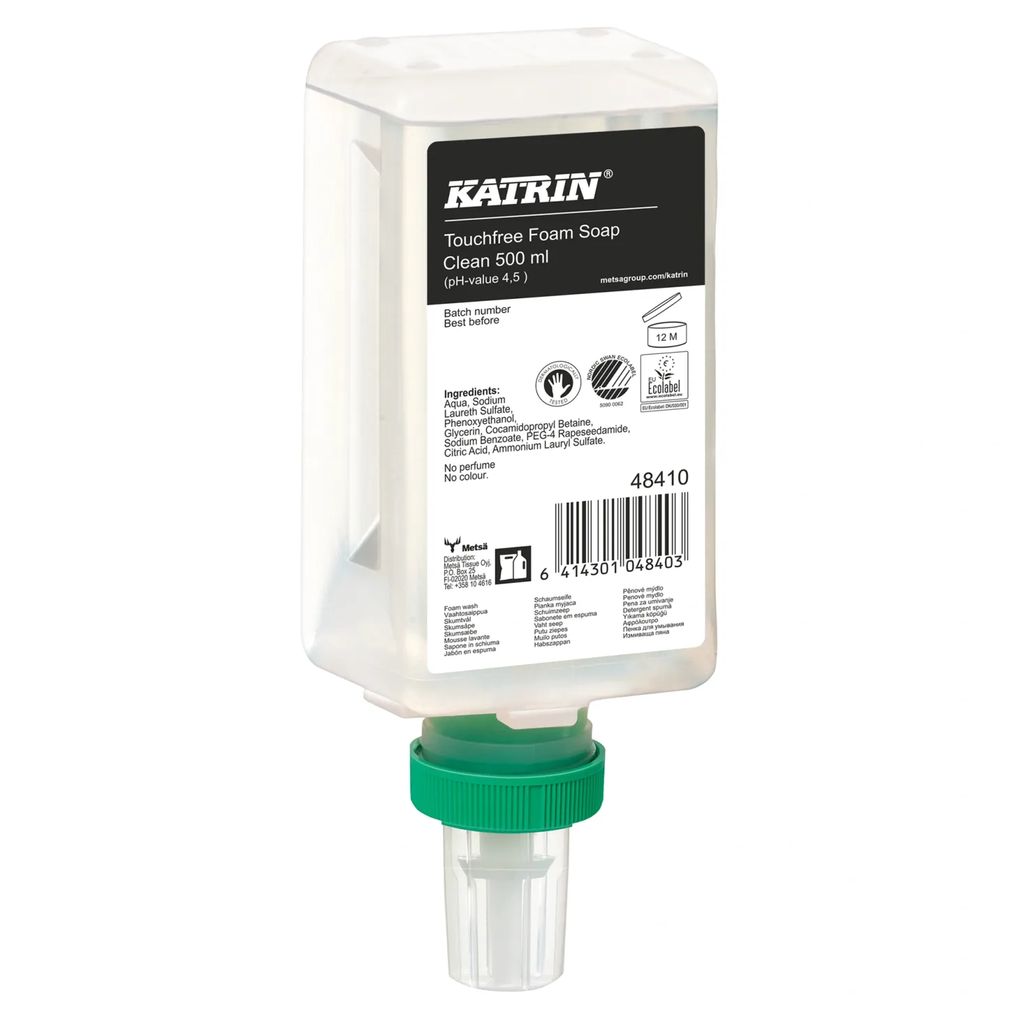 Katrin 48410 Touchfree Schaumseife Clean 12 x 500 ml
