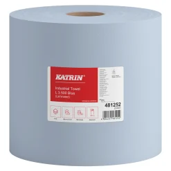 Katrin 481252 XXL Industrieputztuchrolle mit Zwischenverleimung blau, 3-lagig, 22 cm breit, 500 Tücher