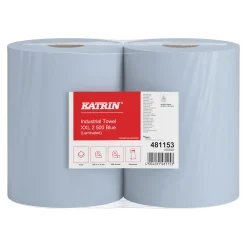 Katrin 481153 XXL Industrieputztuchrolle mit Zwischenverleimung blau, 2-lagig, 38 cm breit, 500 Tücher