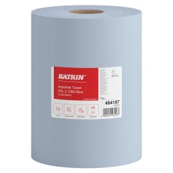 Katrin 464187 XXL Industrieputztuchrolle mit Zwischenverleimung blau, 2-lagig, 38 cm breit, 1000 Tücher
