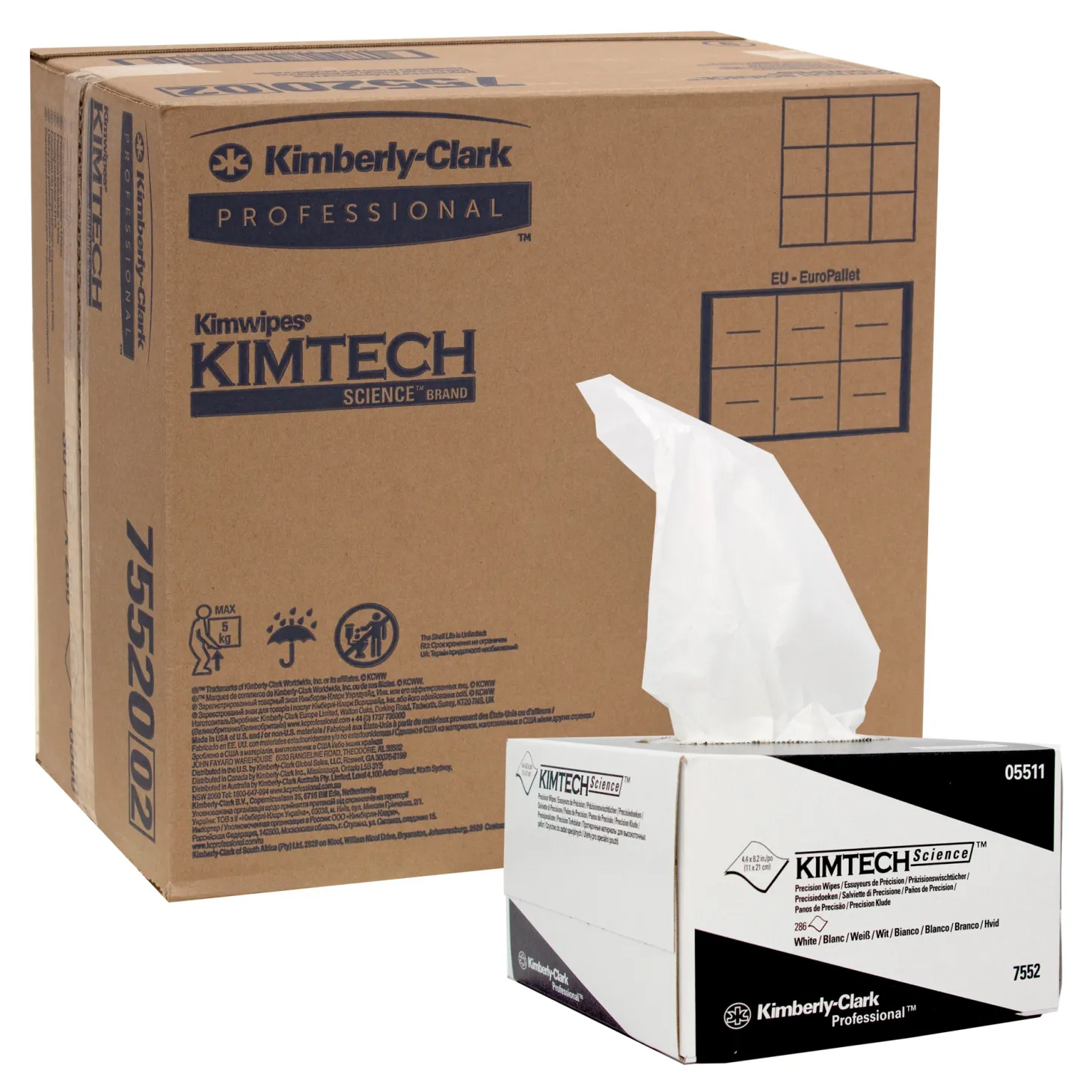 Kimtech Science 7552 Präzisionstücher weiß in der Zupfbox, 1-lagig, 11,2 x 20,8 cm, 8580 Tücher
