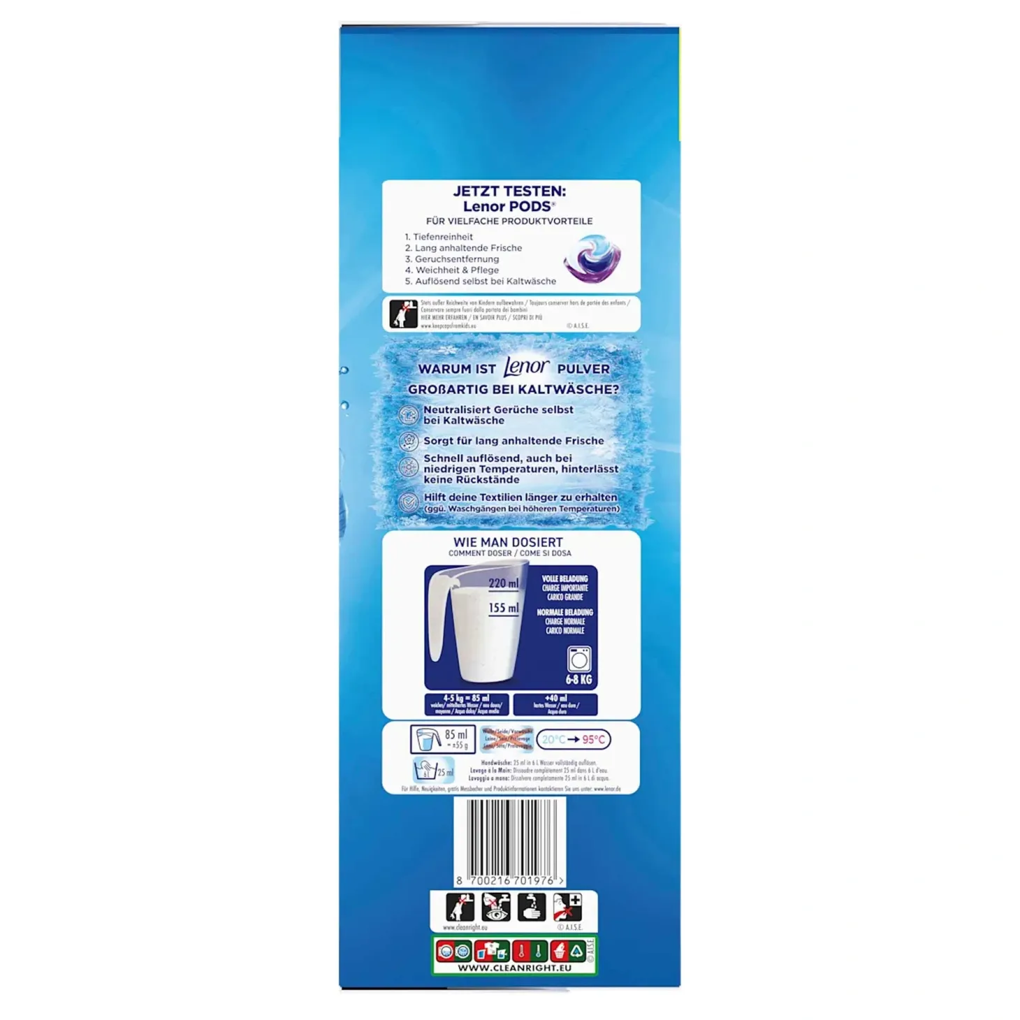 Lenor 2in1 Vollwaschmittel Aprilfrisch Pulver, 90 Wl